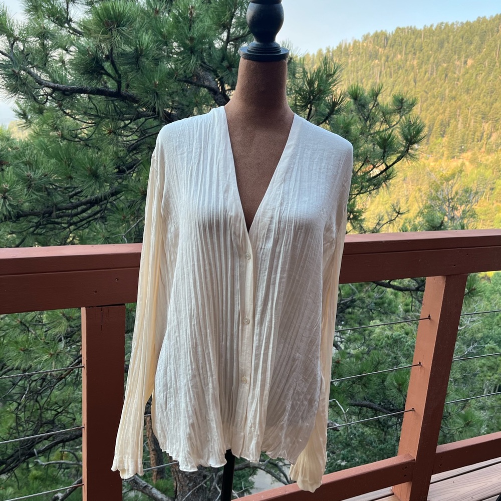 Vince Ivory Pleated Blouse